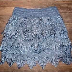 She + Sky Blue Scalloped Skirt